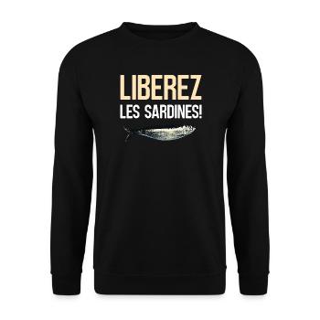 Liberez les sardines - Sweat-shirt Unisexe - noir - Devant - Alina (178cm) & Michal (187cm)