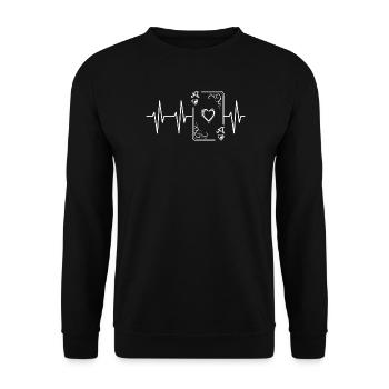 Playing Card Heart Ace Pulse Symbol Icon Graphic - Unisex Sweatshirt - black - Front - Alina (178cm) & Michal (187cm)