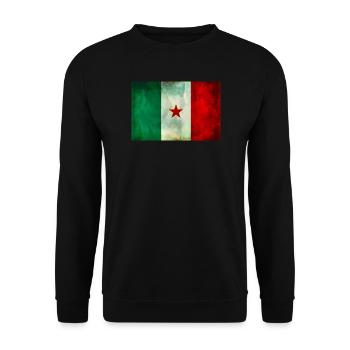 T-Shirt Partisanenflagge Garibaldi Brigaden - Unisex Pullover - Schwarz - Vorne - Alina (178cm) & Michal (187cm)