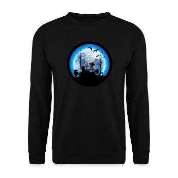 Moon Cemetery Gravestone Bats Witch Halloween - Unisex Sweatshirt - black - Front - Alina (178cm) & Michal (187cm)