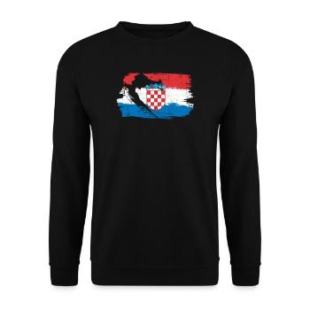 Croatian Crest Brush Flag - Unisex Sweatshirt - black - Front - Alina (178cm) & Michal (187cm)