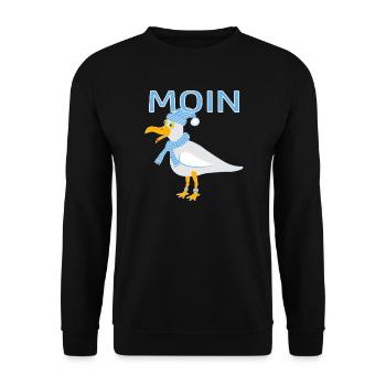 Lustige Möwe - Unisex Pullover - Schwarz - Vorne - Alina (178cm) & Michal (187cm)