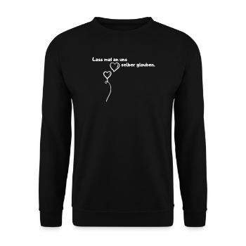 Lass an uns glauben Ballons - Unisex Pullover - Schwarz - Vorne - Alina (178cm) & Michal (187cm)