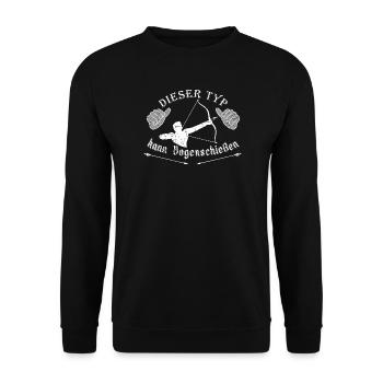 Bogenschießen, Bogensport, Bogenschütze, Archery - Unisex Pullover - Schwarz - Vorne - Alina (178cm) & Michal (187cm)