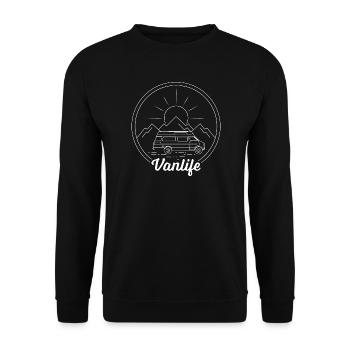Van Life in the mountains - White Drawing - Unisex Sweatshirt - black - Front - Alina (178cm) & Michal (187cm)