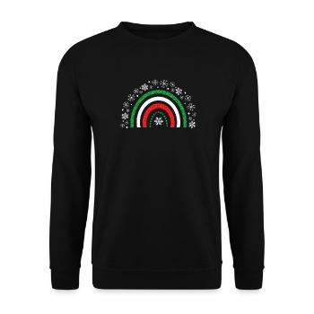 Weihnachts-Regenbogenglitzer zum Anpassen - Unisex Pullover - Schwarz - Vorne - Alina (178cm) & Michal (187cm)