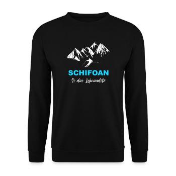 Skifahren Schifoan is das Leiwandste - Unisex Pullover - Schwarz - Vorne - Alina (178cm) & Michal (187cm)