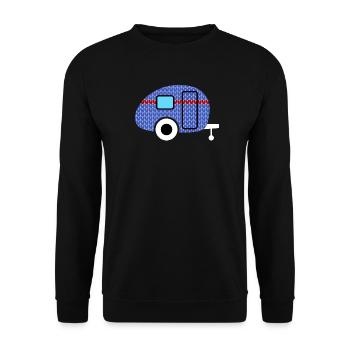 Caravan Strickmuster Wohnwagen Camping Winter - Unisex Pullover - Schwarz - Vorne - Alina (178cm) & Michal (187cm)
