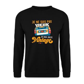 Cassette Vintage Arc ciel Nostalgie - Sweat-shirt Unisexe - noir - Devant - Alina (178cm) & Michal (187cm)