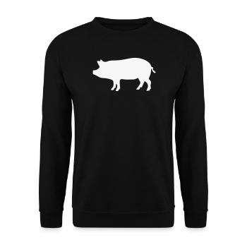 Schwein / 1c - Unisex Pullover - Schwarz - Vorne - Alina (178cm) & Michal (187cm)