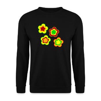 70s Flower Pattern - Unisex Sweatshirt - black - Front - Alina (178cm) & Michal (187cm)