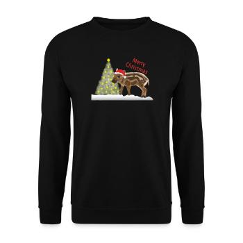 Merry Christmas, Freddy Frischling - Unisex Sweatshirt - black - Front - Alina (178cm) & Michal (187cm)