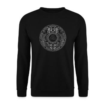 Mandala runique à triade centrale - Sweat-shirt Unisexe - noir - Devant - Alina (178cm) & Michal (187cm)