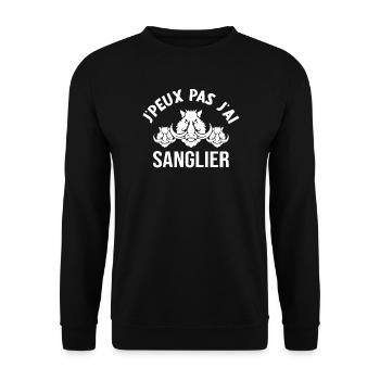 Je Peux Pas J'ai Sanglier Humour Chasse humorist - Sweat-shirt Unisexe - noir - Devant - Alina (178cm) & Michal (187cm)