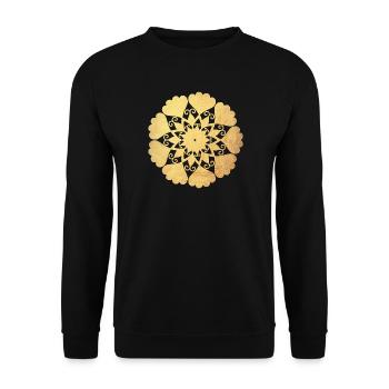 Blume Mandala Gold Yoga Ornament Sonne Zentrum om - Unisex Pullover - Schwarz - Vorne - Alina (178cm) & Michal (187cm)