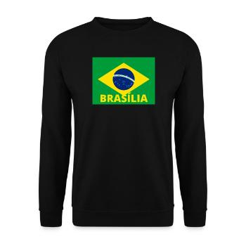 Brasília City in Brazilian Flag - Unisex Sweatshirt - black - Front - Alina (178cm) & Michal (187cm)
