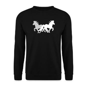 2 Chevaux Islandais Elégant Tölt Dames Filles Enfants - Sweat-shirt Unisexe - noir - Devant - Alina (178cm) & Michal (187cm)