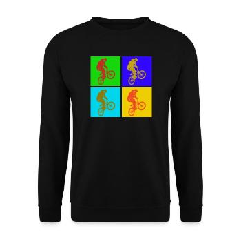 BMX Pop Art  - Unisex Pullover - Schwarz - Vorne - Alina (178cm) & Michal (187cm)