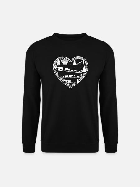Heart with alpine lift white - Unisex Sweatshirt - black