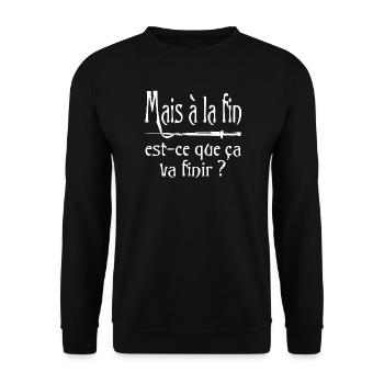 Mais à la fin, est-ce que ça va finir ? citation - Sweat-shirt Unisexe - noir - Devant - Alina (178cm) & Michal (187cm)