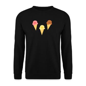 Eis Herz Eiscreme Erdbeereis Vanilleeis Schokoeis - Unisex Pullover - Schwarz - Vorne - Alina (178cm) & Michal (187cm)