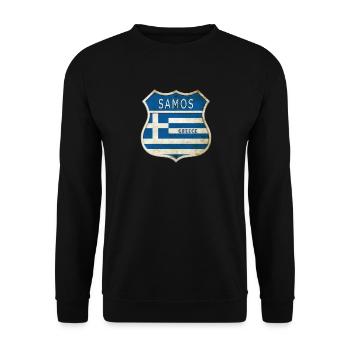 Samos Greece Coat of Arms Flags Design - Unisex Sweatshirt - black - Front - Alina (178cm) & Michal (187cm)