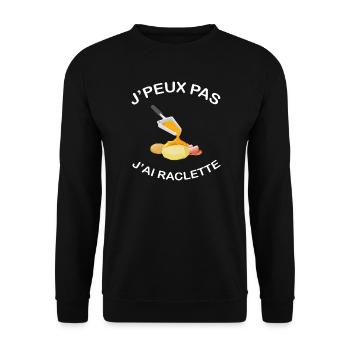 J'peux pas j'ai raclette Humour Cadeau raclette - Sweat-shirt Unisexe - noir - Devant - Alina (178cm) & Michal (187cm)