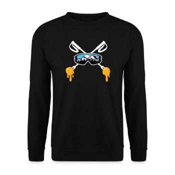 Ski- und Savoyer Fondue Mountain Skier Geschenk - Unisex Pullover - Schwarz - Vorne - Alina (178cm) & Michal (187cm)