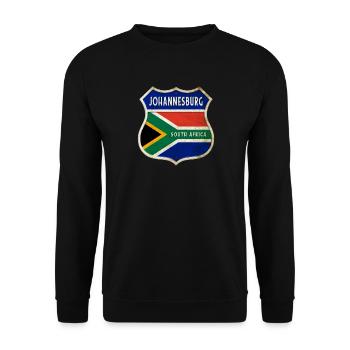 Johannesburg Südafrika Wappen Flaggen Design - Unisex Pullover - Schwarz - Vorne - Alina (178cm) & Michal (187cm)