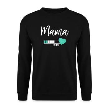Mama Loading Herz Baby Junge Werdende Mama - Unisex Pullover - Schwarz - Vorne - Alina (178cm) & Michal (187cm)