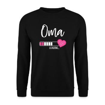 Oma Loading Herz Enkelin Mädchen Werdende Oma - Unisex Pullover - Schwarz - Vorne - Alina (178cm) & Michal (187cm)