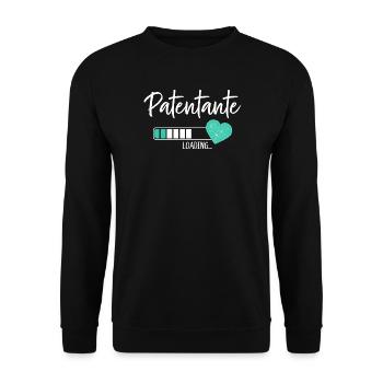 Patentante Loading Herz Patin Patenkind Junge - Unisex Pullover - Schwarz - Vorne - Alina (178cm) & Michal (187cm)