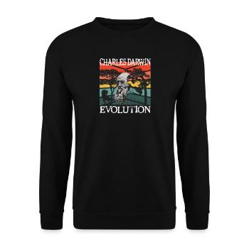 Charles Darwin Evolution textile Geschenkidee - Unisex Pullover - Schwarz - Vorne - Alina (178cm) & Michal (187cm)