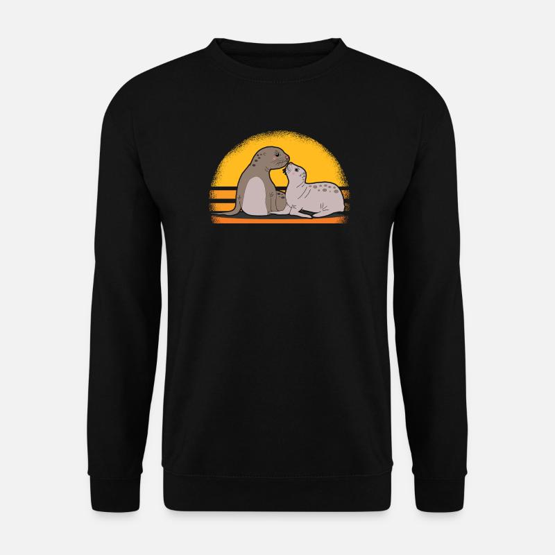 Robbe mit Baby niedliche Seehunde Robben Geschenk - Unisex Pullover - Schwarz