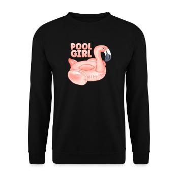 Pool Girl Flamingo Schwimmring Sommer Party - Unisex Pullover - Schwarz - Vorne - Alina (178cm) & Michal (187cm)