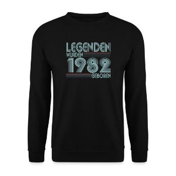 40th birthday 1982 Born for real legends - Unisex Sweatshirt - black - Front - Alina (178cm) & Michal (187cm)