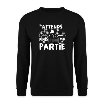 Attends je finis ma partie - Sweat-shirt Unisexe - noir - Devant - Alina (178cm) & Michal (187cm)