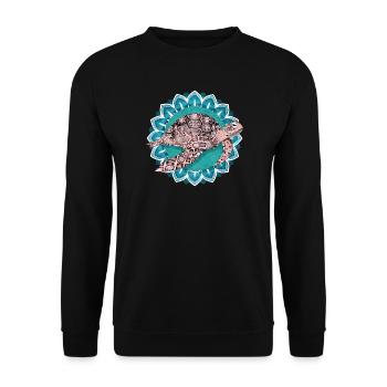 mandala fascinant avec tortue de mer - Sweat-shirt Unisexe - noir - Devant - Alina (178cm) & Michal (187cm)