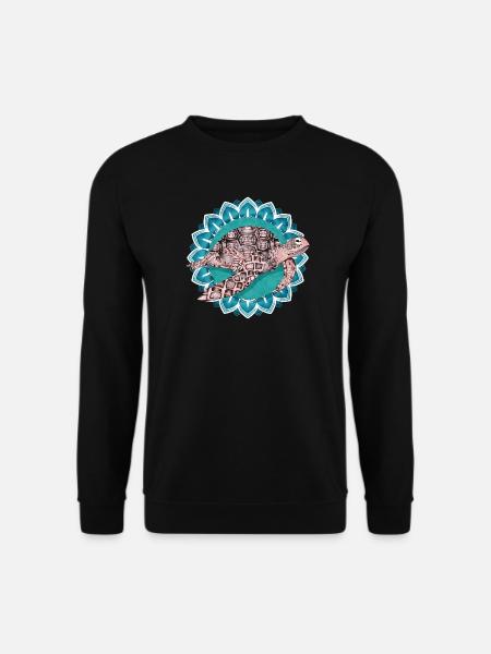 fascinating mandala with sea turtle - Unisex Sweatshirt - black