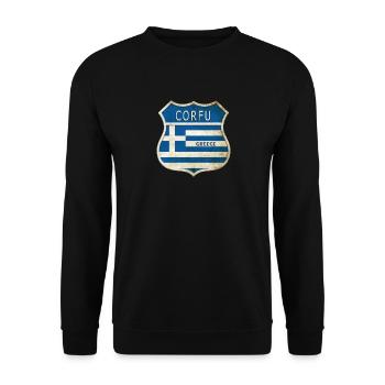 Corfou Grèce Armoiries Drapeaux Design - Sweat-shirt Unisexe - noir - Devant - Alina (178cm) & Michal (187cm)