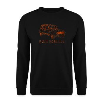 La vie est plus belle en 4L - Couleur corail - Sweat-shirt Unisexe - noir - Devant - Alina (178cm) & Michal (187cm)