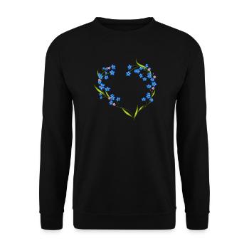 zarter Vergissmeinnicht Rahmen in Herz Form - Unisex Pullover - Schwarz - Vorne - Alina (178cm) & Michal (187cm)