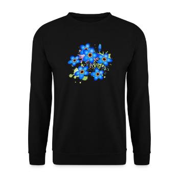 graffiti bleu vif oublie-moi-pas - Sweat-shirt Unisexe - noir - Devant - Alina (178cm) & Michal (187cm)