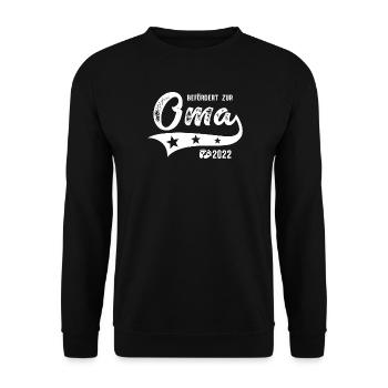 Befördert zur Oma 2022 Babyfüße Großmutter - Unisex Pullover - Schwarz - Vorne - Alina (178cm) & Michal (187cm)