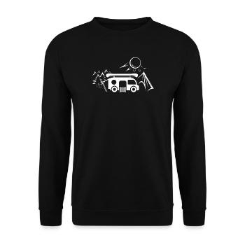 camping outdoor Reisen Outdoor Symbol icon Logo - Unisex Pullover - Schwarz - Vorne - Alina (178cm) & Michal (187cm)