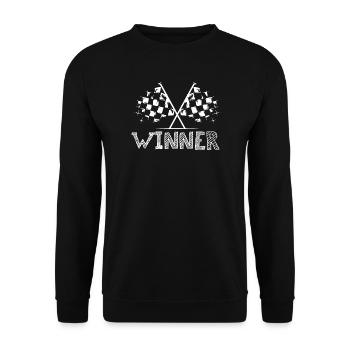 Icône du gagnant Flag Car Racing Logo icône - Sweat-shirt Unisexe - noir - Devant - Alina (178cm) & Michal (187cm)