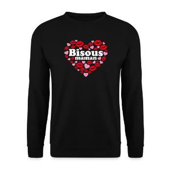 Bisous maman cœurs Maman je t'aime Fête des mères - Sweat-shirt Unisexe - noir - Devant - Alina (178cm) & Michal (187cm)