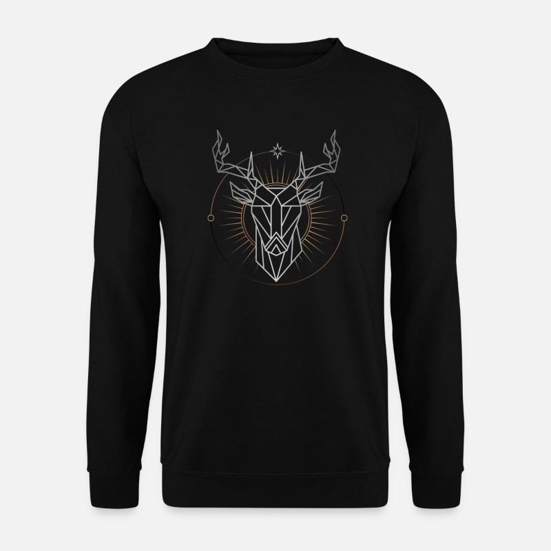 Mandala de Cerf Géométrique avec Auréole Radiante - Sweat-shirt Unisexe - noir