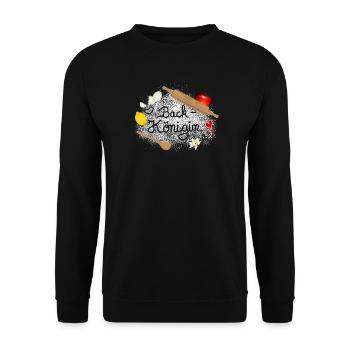 Mehl und Back Zutaten mit Schriftzug Back Königin - Unisex Pullover - Schwarz - Vorne - Alina (178cm) & Michal (187cm)