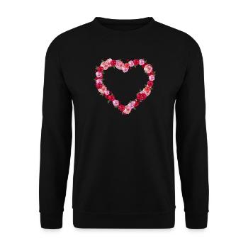 Roses Heart of shining roses and hearts - Unisex Sweatshirt - black - Front - Alina (178cm) & Michal (187cm)